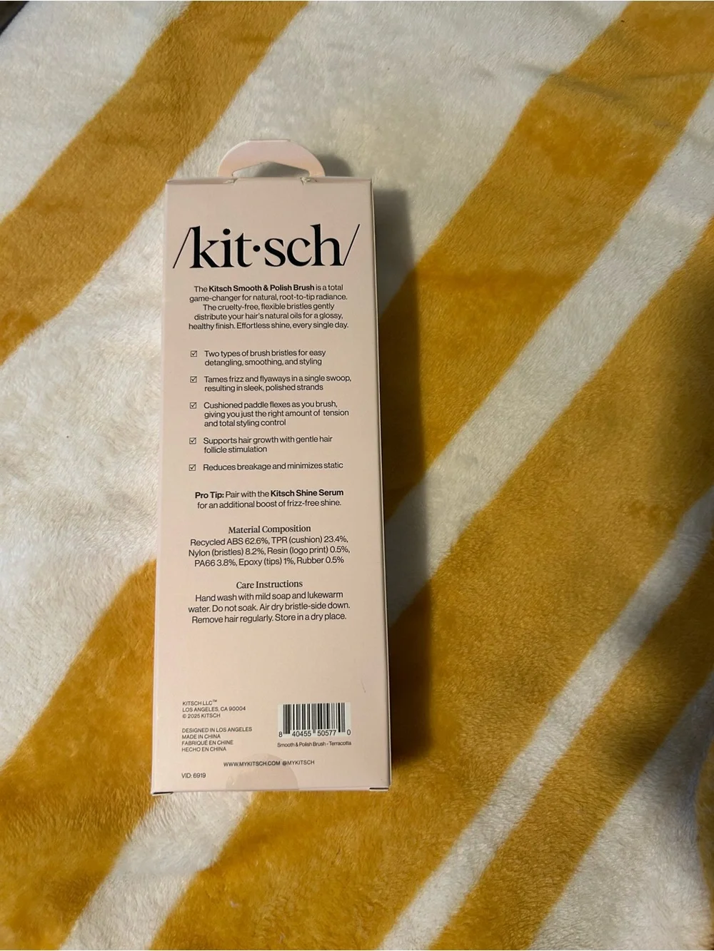 Kitsch Smooth & Polish Brush — Blush Pink Packaging with Black Bristles
